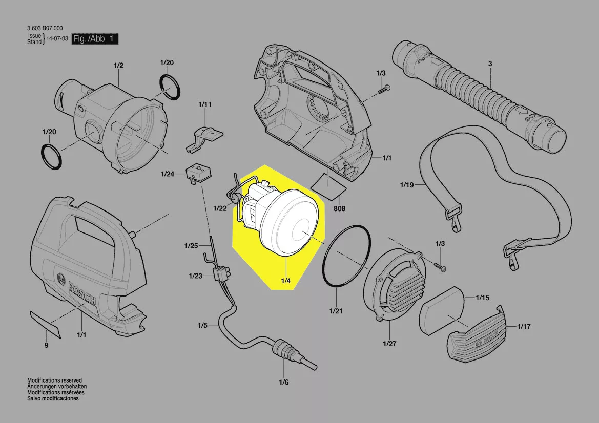 moteur réf. 1 600 A01 H03 Bosch